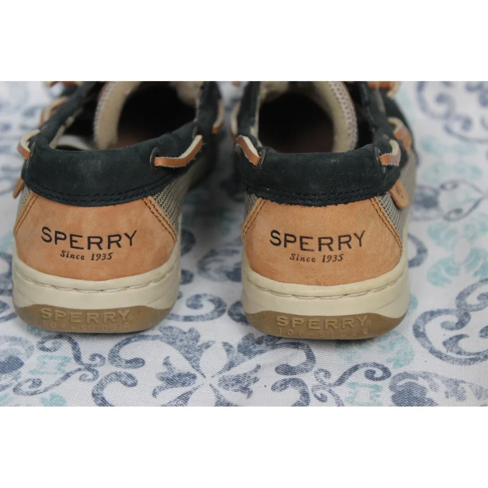 Sperry Top Sider Boat Shoes Womens 6.5M Navy Tan Mesh Leather‎ Laces